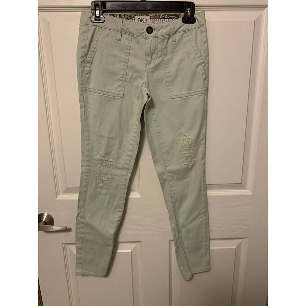 Bke Buckle Women's 24 Green Mint Distressed Mollie Ankle Skinny Casual Pants